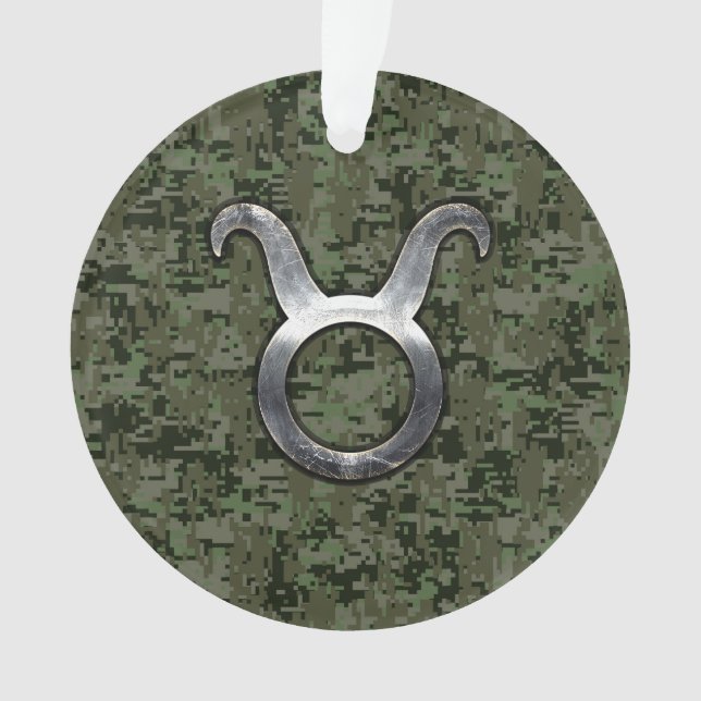 Taurus Zodiac Sybol auf der Olive Green Digital Ca Ornament (Vorderseite)