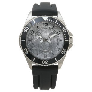 Taurus Zodiac Symbol in Distressed Style Dial Armbanduhr
