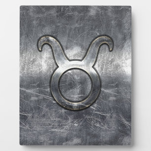 Taurus Zodiac Symbol in Grunge Beändigter Stil Fotoplatte