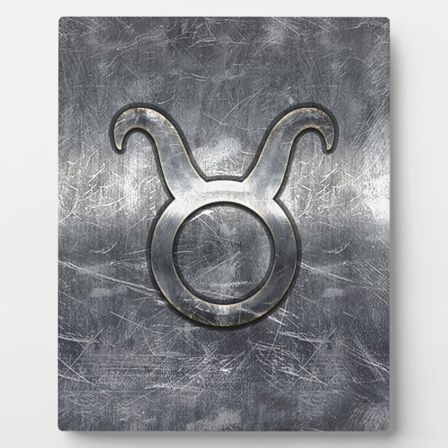 Taurus Zodiac Symbol in Grunge Beändigter Stil Fotoplatte (Vorderseite)