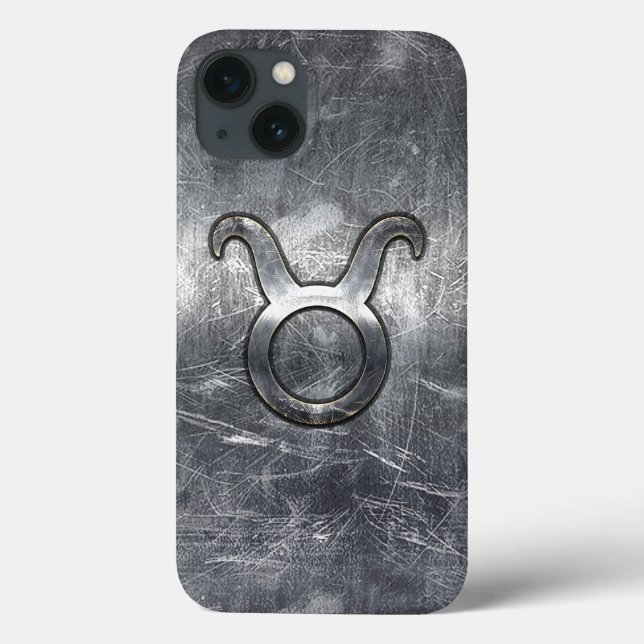 Taurus Zodiac Symbol in Grunge Metallic Style Case-Mate iPhone Hülle (Rückseite)