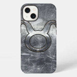 Taurus Zodiac Symbol in Grunge Metallic Style iPhone 13 Hülle
