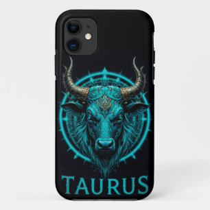 Taurus Zodiac Symbol in lebendigem Blau und Gold A Case-Mate iPhone Hülle