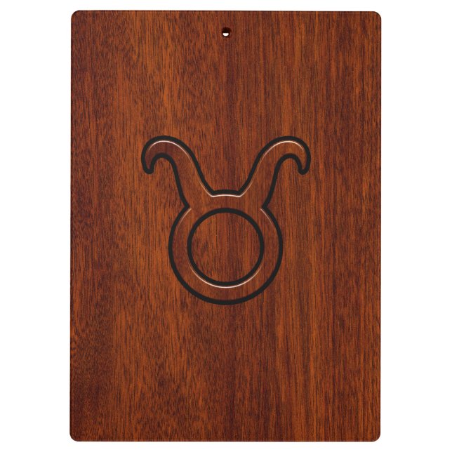 Taurus Zodiac Symbol in Mahogany Style Print Klemmbrett (Rückseite)