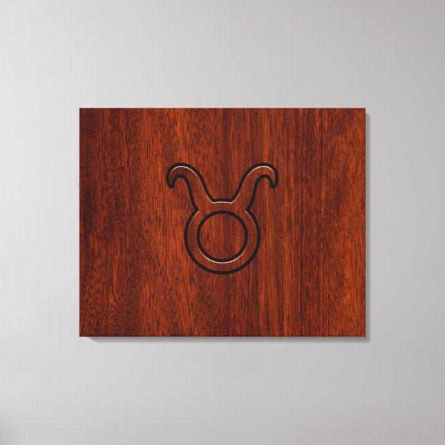Taurus Zodiac Symbol in Mahogany Style Print Leinwanddruck (Vorderseite)