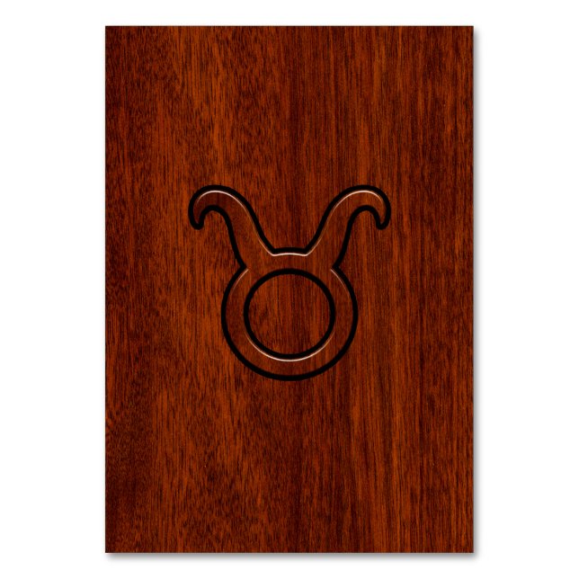 Taurus Zodiac Symbol in Mahogany Style Print Tischnummer (Vorderseite)