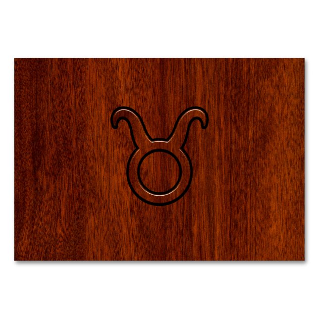 Taurus Zodiac Symbol in Mahogany Style Print Tischnummer (Vorderseite)