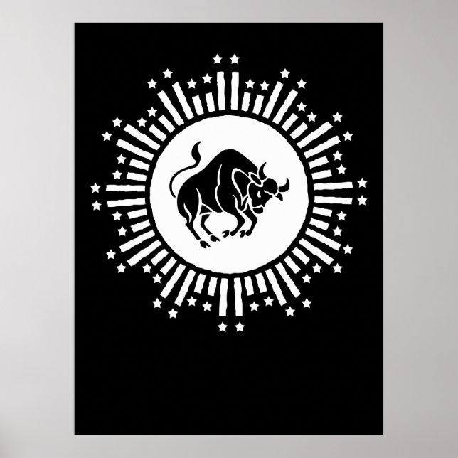 Taurus Zodiac Symbol mit keltischer Sternexplosion Poster (Vorne)