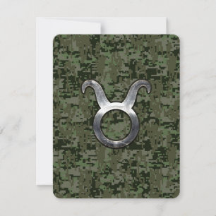 Taurus Zodiac Symbol on Green Digital Camo