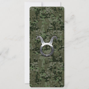 Taurus Zodiac Symbol on Green Digital Camo