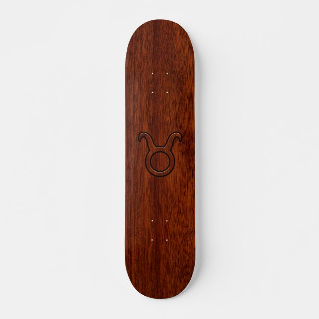Taurus Zodiac Symbol on Mahogany Decor Skateboard (Vorne)