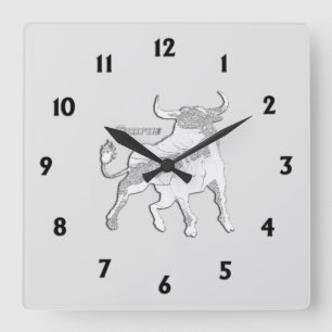 Taurus Zodiac Symbol Quadratische Wanduhr