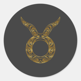 Taurus Zodiac - Tribal Gold Runder Aufkleber