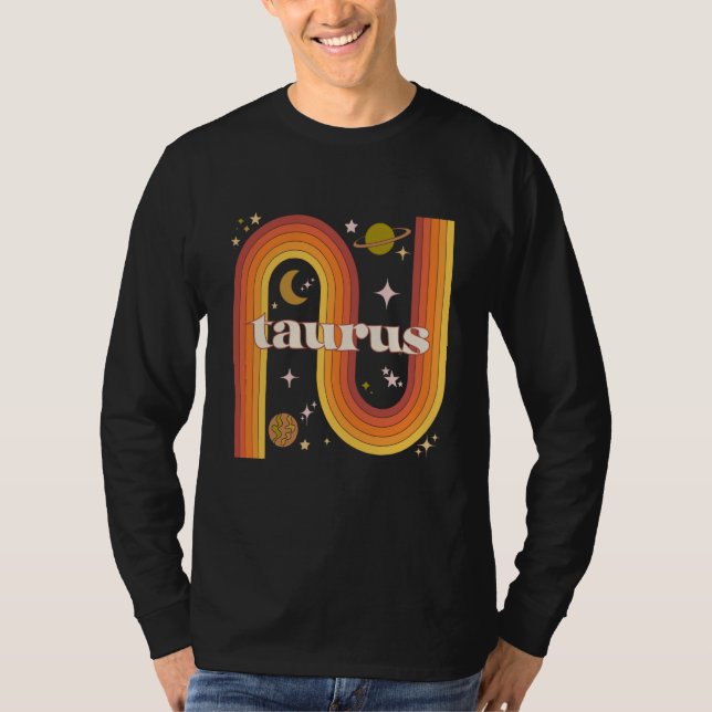 Taurus Zodiac Warm Rainbow 70s Horoscope Gemini T-Shirt (Vorderseite)