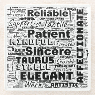Taurus Zodiac Word Cloud Inspiration Glasuntersetzer