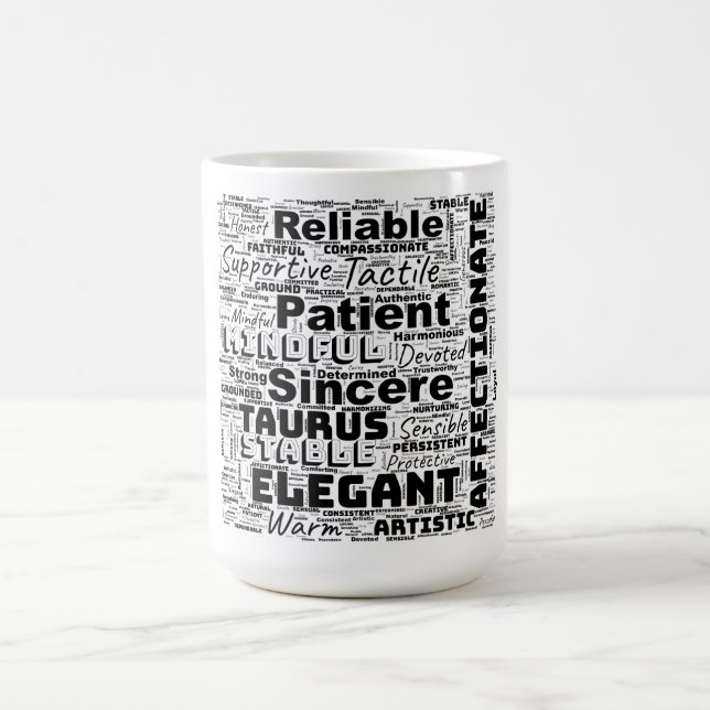 Taurus Zodiac Word Cloud Inspiration Kaffeetasse (Mittel)