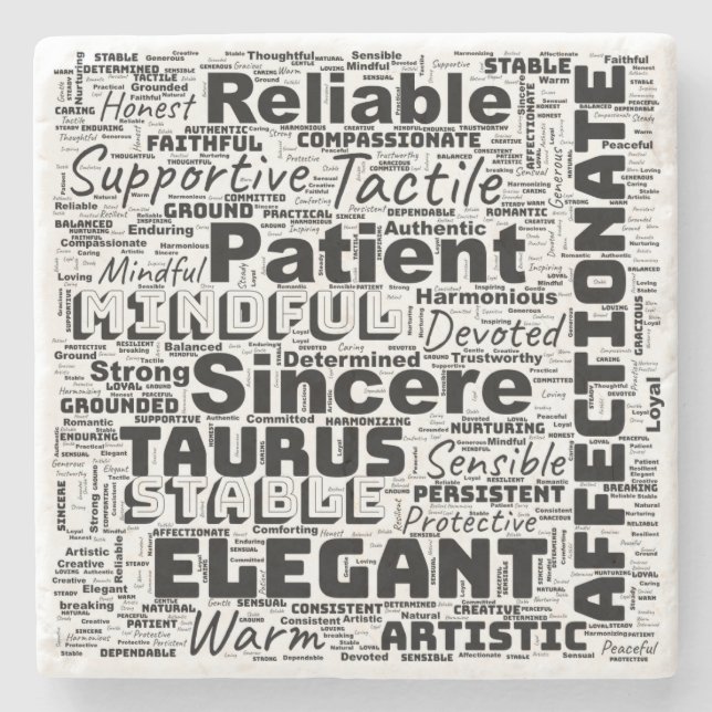 Taurus Zodiac Word Cloud Inspiration Steinuntersetzer (Vorderseite)