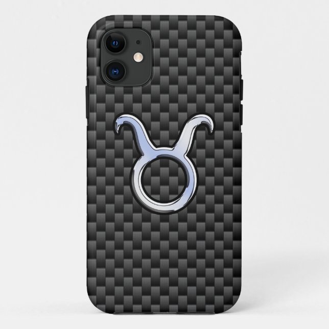 Taurus Zodiac-Zeichen auf Holzkohlefaser Print Case-Mate iPhone Hülle (Rückseite)