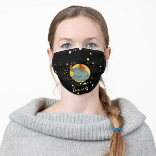 Taurus Zodiac Zeichen im Weltraum Mund-Nasen-Maske Aus Stoff