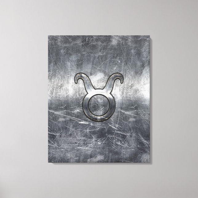 Taurus Zodiac-Zeichen in Grunge Beändigter Stil Leinwanddruck (Vorderseite)