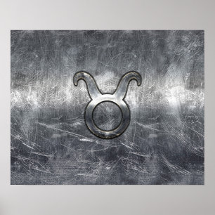 Taurus Zodiac-Zeichen in Grunge Beändigter Stil Poster