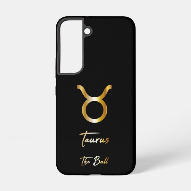 Taurus Zodiac Zeichen, Schwarz & Gold Samsung Galaxy Hülle (Rückseite)