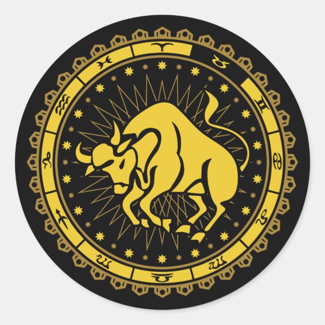 Taurus - Zodiac - Zeichen - Symbol - Horoskop Runder Aufkleber (Vorderseite)