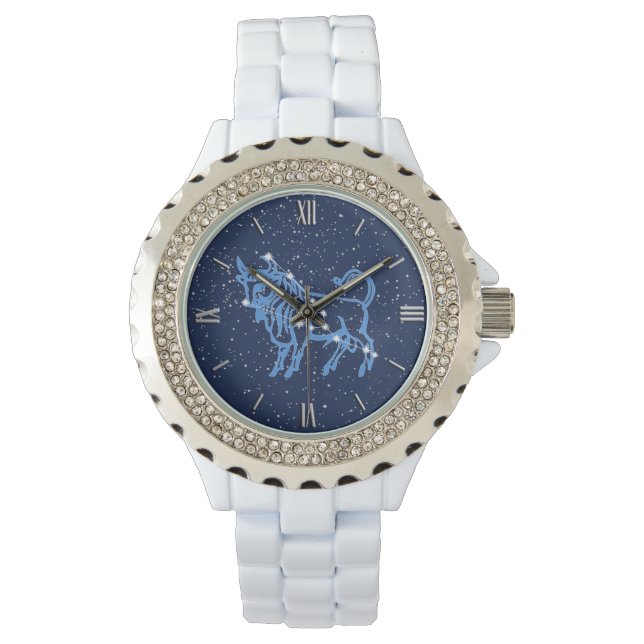 Taurus Zodiac Zeichen und Konstellation Armbanduhr (Vorderseite)