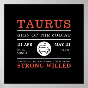 Tauruszeichen des Zodiaks, Astrologisches Poster
