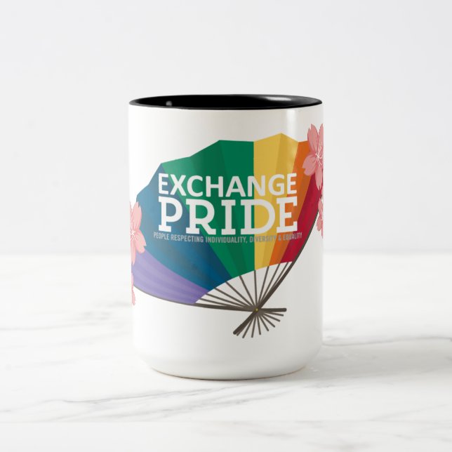 Tausche Pride-Becher mit Sakura-Blumen Zweifarbige Tasse (Mittel)