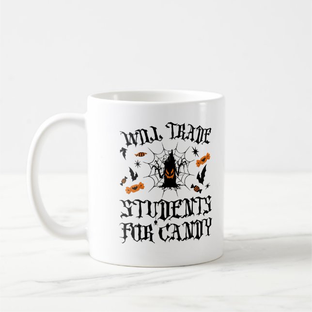 Tausche Schüler gegen Halloween-Süßigkeiten Lehrer Kaffeetasse (Links)