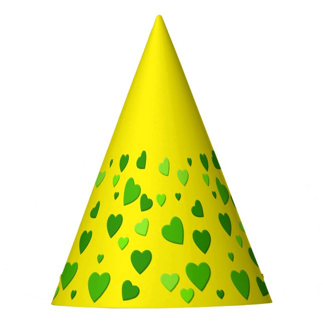 Tausend Herzen für Sie mit gelbem Hintergrund Partyhütchen (Vorderseite)