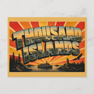 Tausend Inseln New York Flussinseln Wald Kunst Postkarte