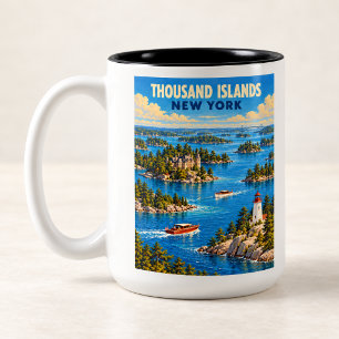 Tausend Inseln New York Vintage Reise Kunst Zweifarbige Tasse