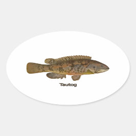 Tautog (Schwarzer Fisch) Ovaler Aufkleber