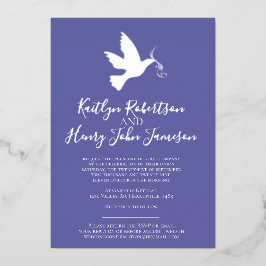 Tauve silberblau einfache Hochzeit mit Foto Folieneinladung
