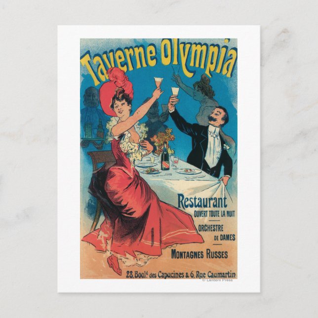 Taverne Olympia Werbeplakat Postkarte (Vorderseite)