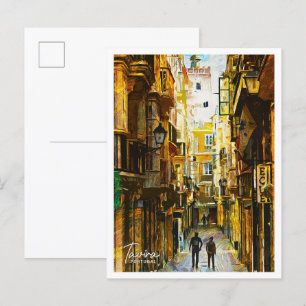 Tavira Portugal Schönes Öl Paint Landschaft Postkarte