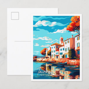Tavira Portugal Vintage-Reiseillustration Postkarte