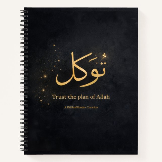 Tawakkul Gold Arabic Calligraphy – Trust the Plan  Notizbuch (Vorderseite)