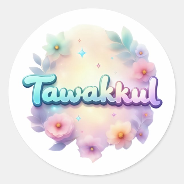 Tawakkul Pastel Kawaii Sticker - Islamischer Mot (Vorderseite)
