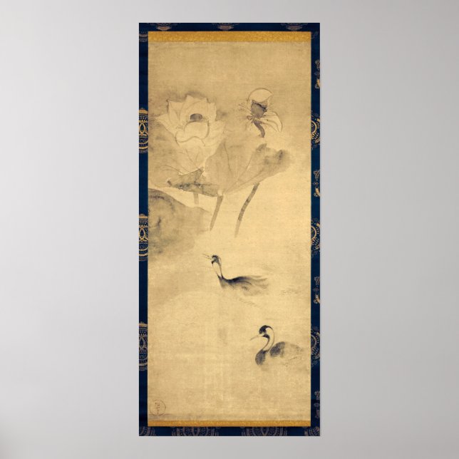 Tawaraya Sōtatsu Wasservögel in Lotus Pond Poster (Vorne)