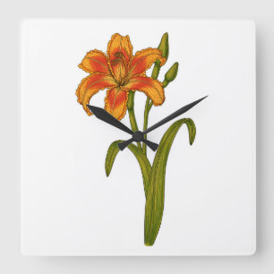 Tawny daylily quadratische wanduhr