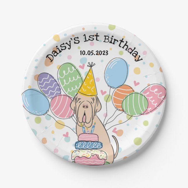 Tawny Neapolitan Mastiff Dog Birthday Party Pappteller (Vorderseite)