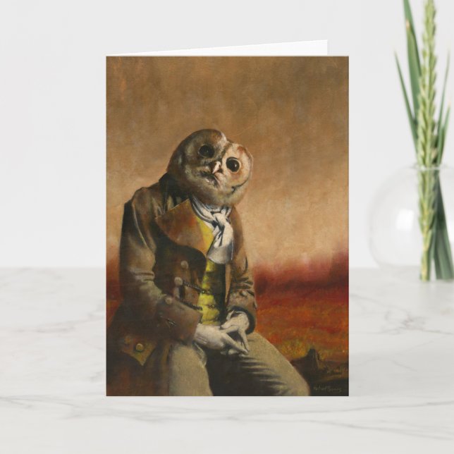 Tawny Owl Man Greetings Card Dankeskarte (Vorderseite)