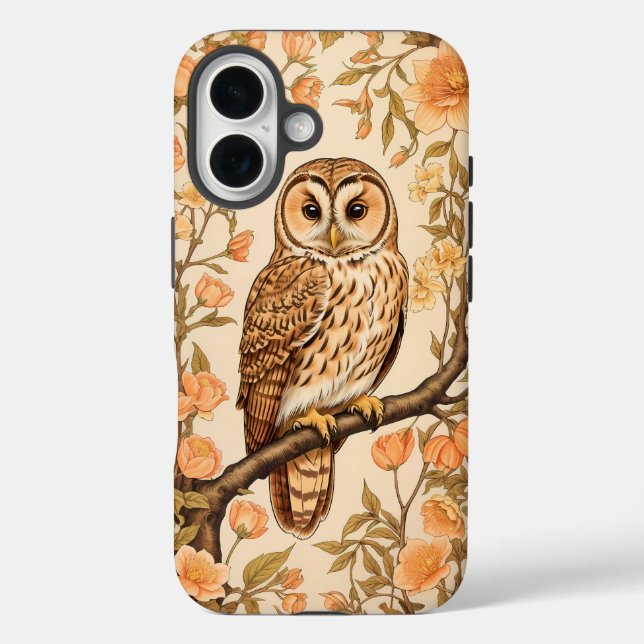 Tawny Owl Peach Blossoms William Morris Inspiriert Case-Mate iPhone Hülle (Rückseite)