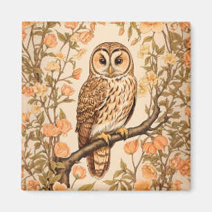 Tawny Owl Peach Blossoms William Morris Inspiriert Magnet