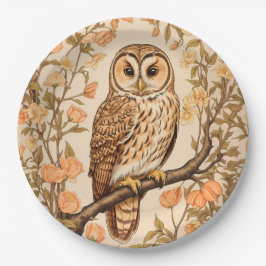Tawny Owl Peach Blossoms William Morris Inspiriert Pappteller