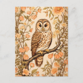 Tawny Owl Peach Blossoms William Morris Inspiriert Postkarte