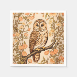 Tawny Owl Peach Blossoms William Morris Inspiriert Serviette